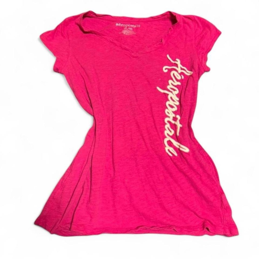 Aeropostale Y2K Pink Script Logo baby Tee XL